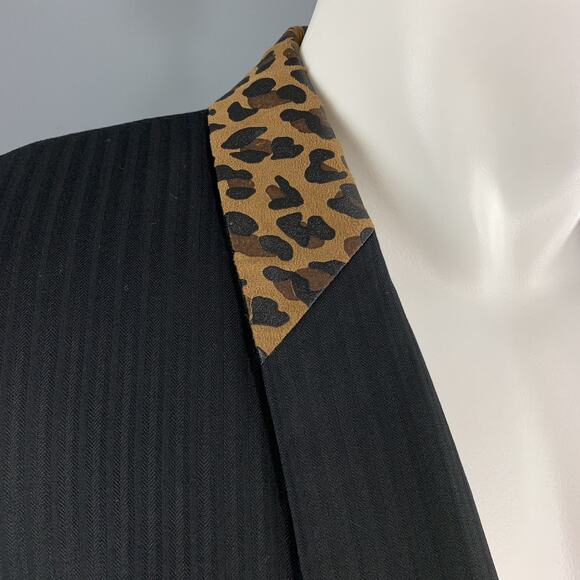 COMME des GARCONS HOMME PLUS M Black Leopard Trim Shawl Collar Sport Coat - Picture 3 of 8